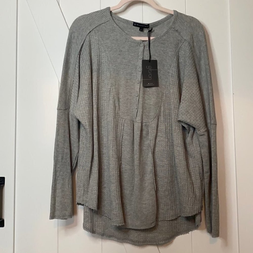 NWT Gibson waffle button boho long sleeve sz lg